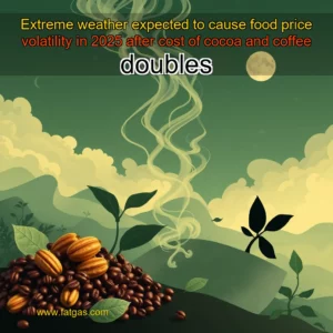 Read more about the article Extreme weather expected to cause food price volatility in 2025 after cost of cocoa and coffee doubles